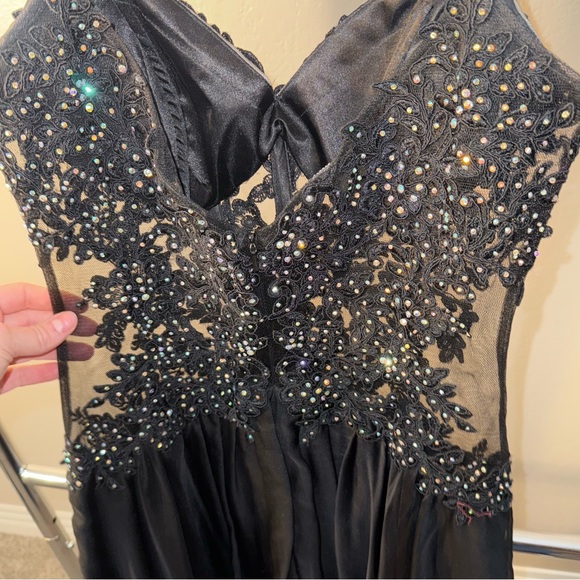 La Femme Black Silk Beaded Dress - Picture 8 of 8